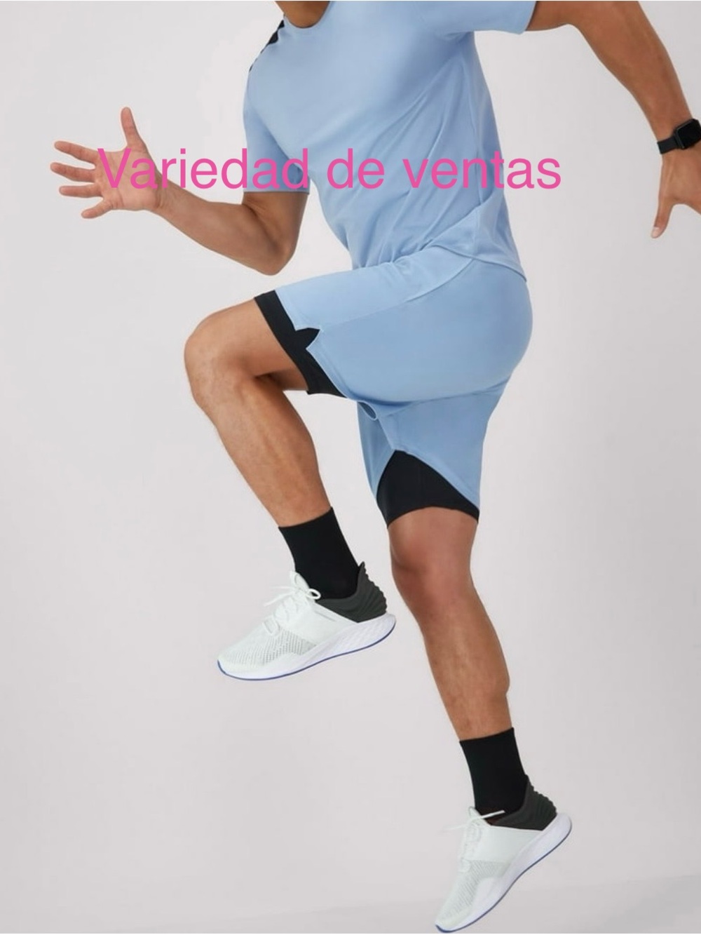 Men's Sky Blue Athletic Shorts with Black Panels
